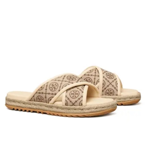 Tory Burch Shoes - New! TORY BURCH ‘T Monogram Crisscross Espadrille Slide’ Sandal